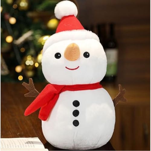 Image of Tickles Snowman Smilling Look Soft Stuffed Plush Toy for Kids Boys & Girls Christmas Day (Size: 18 cm Color: White & Red)