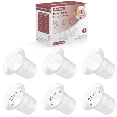 Image of Flange Inserts 21mm for 24mm Flanges/Shields of Pumps, Flange Sizing Kit Compatible with Momcozy/eufy/Spectra/Medela/TSRETE Breast Pump, Replacement Pump Parts Reduce 24mm Tunnel Down to Correct Size