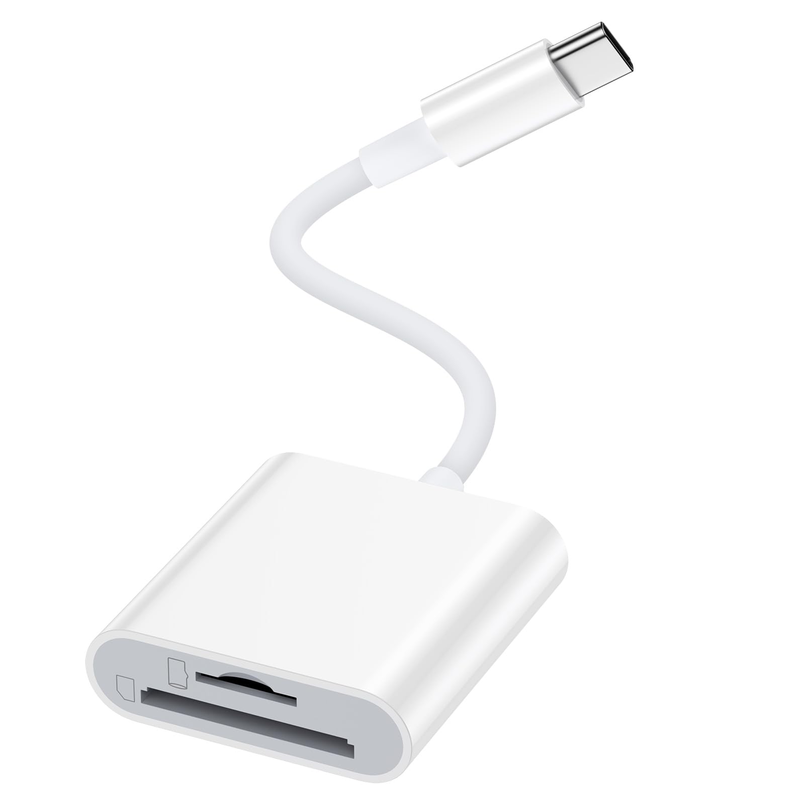 Vedfoad SDカードリーダー 2in1 カメラリーダー USB 3.0 OTG機能 カードリーダー Type-C 写真・ビデオ・データ 双方向転送 SD/TF カード対応【SD、SDHC、Micro SD、Micro SDXCなど】iPhone 17/iPad Pro/MacBook/AndroidなどType-Cデバイスに対応（ホワイト）