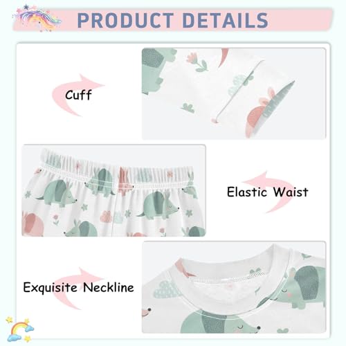 Pajama Sets Long Sleeve Cute Armadillos on Floral Background Soft Comfy Sleepwear 2 Piece PJS 3-8T4