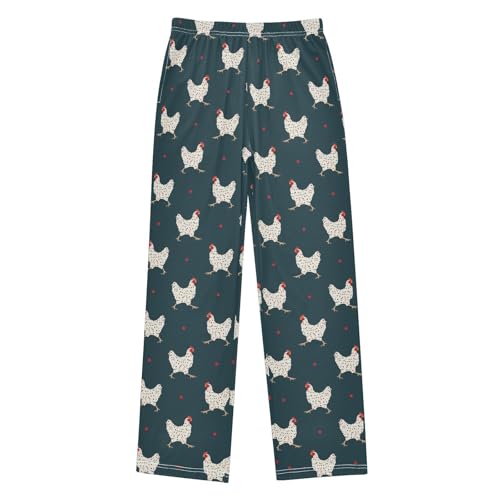 ZZXXB Rooster with Polka Dot Boys Long Pants Soft Trousers Elastic Waist Kids Lounge Bottoms with Pockets S-XL