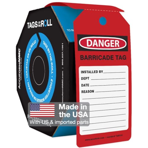 Étiquettes Danger Barricade rouges Accuform TAR741 en papier cartonné lot de 100