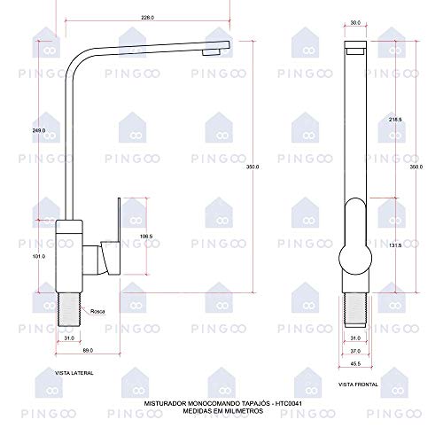 Torneira para cozinha Gourmet Misturador Monocomando Tapajós Pingoo.casa - Cromado