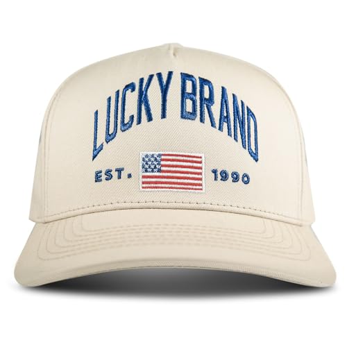 Image of Lucky Brand Snapback Hat | Adjustable | Baseball Cap | Retro | American Heritage | 5 Panel Design | Cotton Canvas