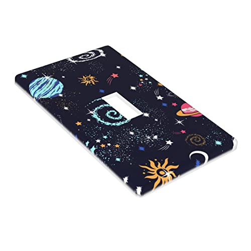 Galaxy Space Single Toggle Light Switch Cover Plate Decorative For Nursery Girls Kids Bedrooms Bathrooms Standard Size 1 Gang 4.5" X 2.76" #TOP2