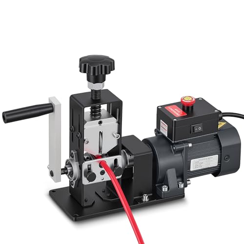 Image of CREWORKS Automatic Wire Stripper Machine, Wire Stripper Electrical for 0.06"-0.9" (1.5-22 mm) Copper Wires with 3 Operation Modes, Wire Stripping Tool with Hand Crank for Scrap Wire Recycling