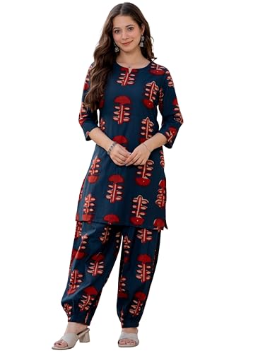 Image of rytras Women Pure Cotton Printed Straight kurta sets With Palazzos |Kurti Set for Woman|Cord Set for Women Cotton