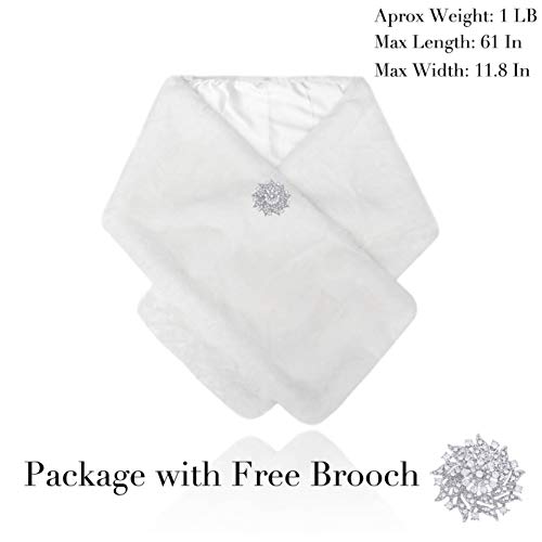 Aukmla Long Wedding Faux Fur Wraps and Shawls Wedding Bridal Stole for Brides and Bridesmaids (White)2