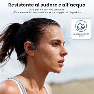 MANKIW Cuffie Conduzione Ossea Bluetooth 6.0, Auricolari Conduzione Ossea Open-Ear Sportivi, Ricarica Rapida Type-C, IPX5 Impermeabili, Cuffie Senza Fili per Corsa, Fitness e Guida