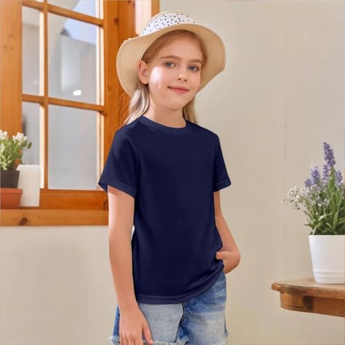 Undershirt for Kids Girls Boys Short Sleeve Crewneck Tees Toddler Casual Solid Cotton Shirt Teens Girls School Clothes3