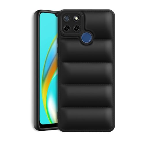Image of Plus Puffer Case Camera Protection Soft Back Cover for Realme C12 / C25 / C25s / Narzo 20 / Narzo 30A - Black