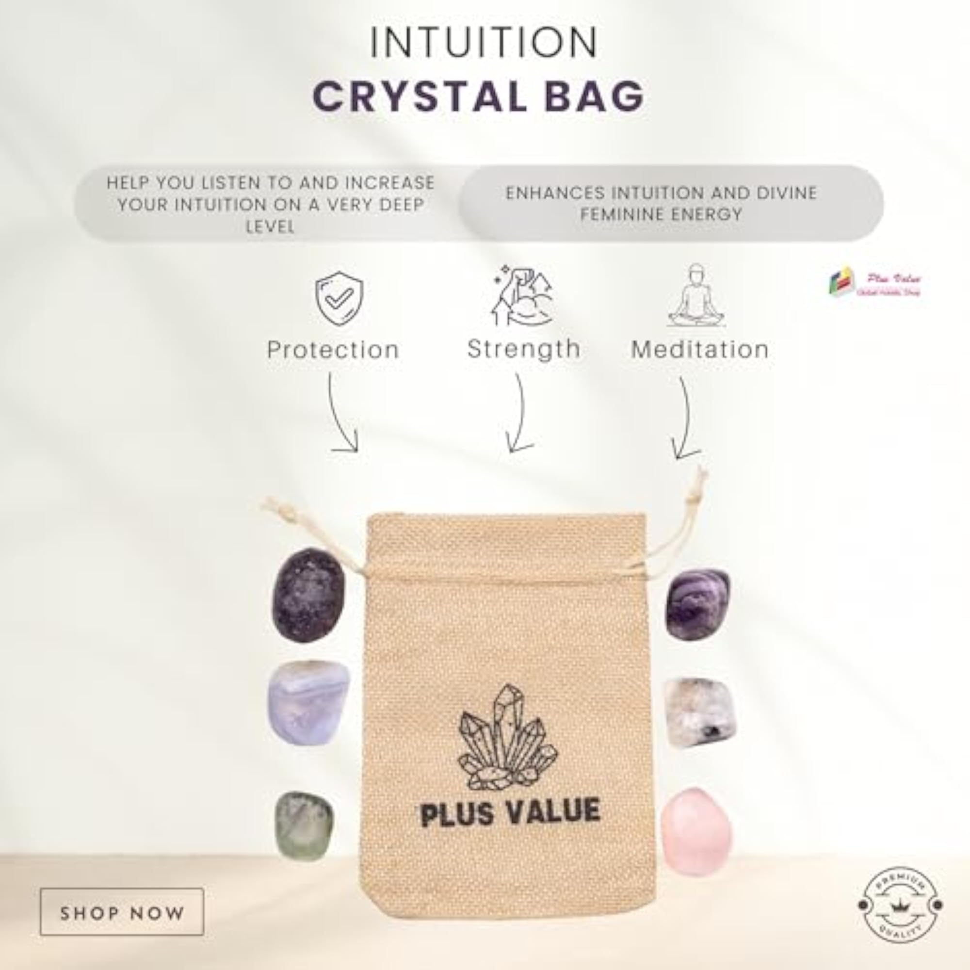 Pocket Healing Crystal Bag for Intuition