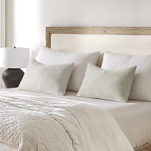 Image of MIULEE Dercorative Lumbar Throw Pillow Covers 12x20 Inch Grey-White 2 Pack