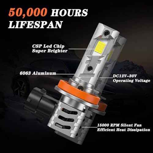 2pcs H11 LED Fog Light Bulbs 40W 45000LM CSP Chip 6500K Cool White | 1:1 Plug and Play, IP68 Waterproof, Fit for Cars/SUV/Trucks, Fit for Fog/Rain/Snow Days — view 5