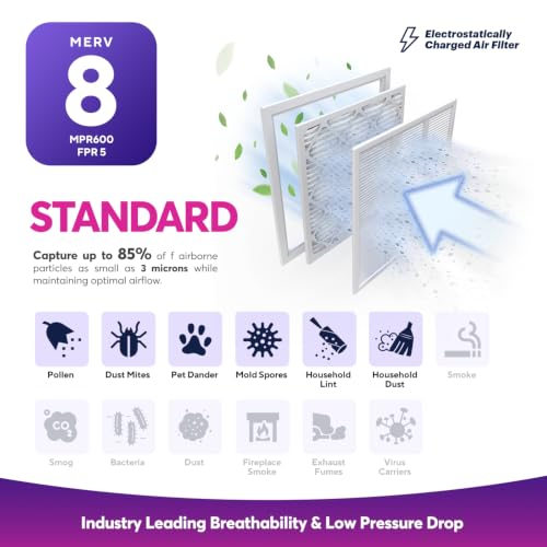 Image of BNX TruFilter 20x24x1 Air Filter MERV 8 (4-Pack) - MADE IN USA - Dust & Pet Defense Electrostatic Pleated Air Conditioner HVAC AC Furnace Filters for Dust, Pet, Mold, Pollen MPR 600 - 700 & FPR 5