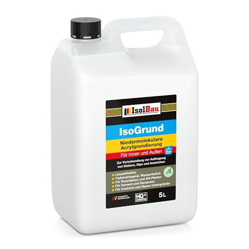 Isolbau IsoGrund Grundierlösung - 5 L Niedermolekulare Acrylgrundierung für Innen & Außen - Für professionelle Grundierung