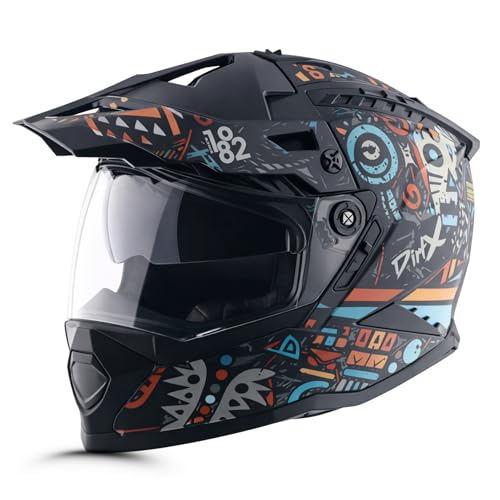 Image of Vega VF 11 Dirt-X Challenge Full Face Motorcycle Helmet with Shock Absorbing Shell, Aerodynamic Design, Ventilated Interior, Aggressive Racing Styling Black Red -M