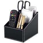 Fashionable PU Leather TV Remote Control Holder with 3 Compartments, Storage Rack, Storage Box, Media Accessory Storage, Desk Organizers (black) - Image 4