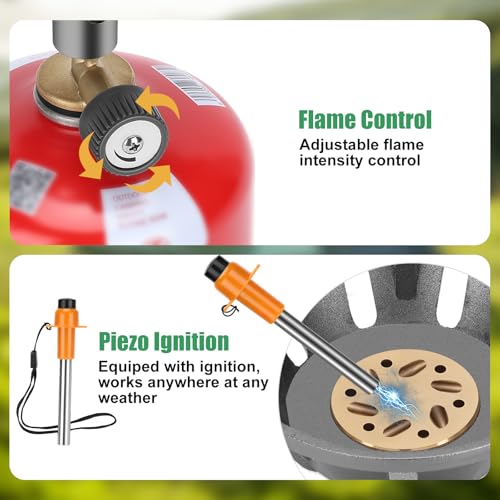 WADEO Camping Propane and Isobutane Stove, Single Burner Camp Stove with Piezo Ignitor, Portable Backpacking Stove for Outdoor Cooking, Hiking, Camping Trips, Beach and Car Camping(Fuel not included)