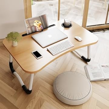 Mesa Portátil Dobrável de Madeira Para Notebook – Cama, Sofá, Estudo e Home Office (Amadeirada)