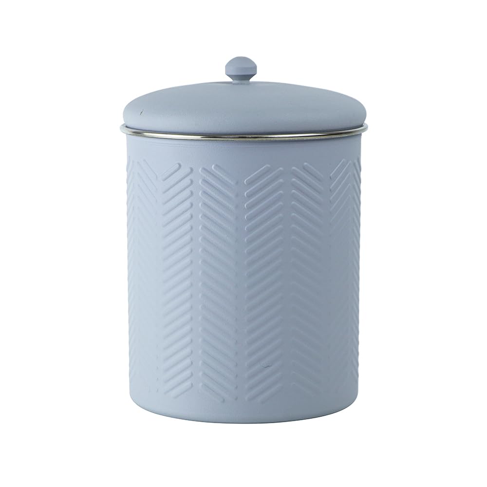 Premium Treat Jar Chevron Emboss Anti-Skid Stainless Steel Food Storage Jar for Dogs, Puppies, Cats | Stainless Steel | Anti-Skid | Easy to Clean Pet Feeder (Grey)