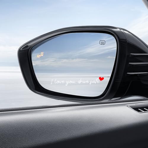 4PCS I Love You Drive Safe Rearview Mirror Stickers for Cars(White Red)