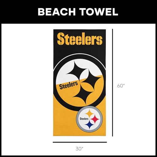 Image of Northwest NFL Pittsburgh Steelers Microfiber Beach Towel, 30 x 60 Inches - Quick Dry, Sand Resistant, Lightweight, Highly Absorbent, Incisor Design