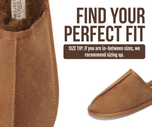 Image of Project Cloud Men's 100% Genuine Leather Shearling Memory Foam Slippers | Genuine Shearling Lining and Lightweight Non-Slip Indoor & Outdoor Wear Slippers for Men - Water-Resistant Mens Slippers