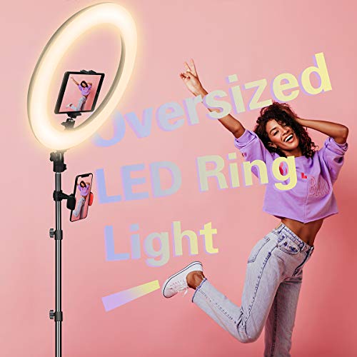 Ring Light 18" with Tripod Stand, Dimmable LED Ring Light 3 Light Modes 2700-5500K with Carry Bag for Camera, iPhone, Ipad, Photography, Selfie, Video Shooting, Makeup & YouTube - Thumbnail 7