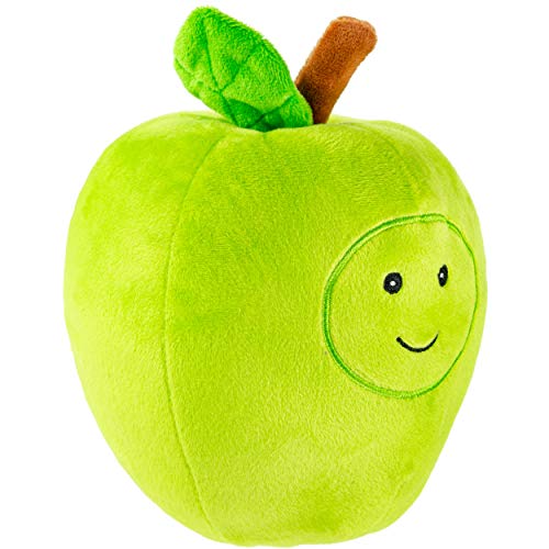 Giftable World Pet Plush Pet Toy Fruits, Cupcakes, Ice Creams, Mug With Squeaker Dog Chew Toy (6" Granny Apple) #TOP1