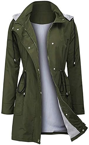 Arthas Women Light Rain Jacket Waterproof Active Outdoor Trench Raincoat with Hood Lightweight Plus Size for Girls