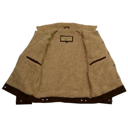Milwaukee Leather Vintage SFM1817 Men's Brown Suede Leather Fashion Coat Jacket w/Plush Sherpa Inside Lining3