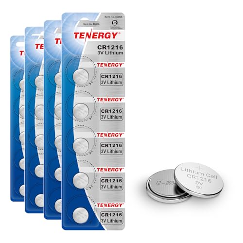 Tenergy CR1216 3V Lithium Button Cell Battery for Watches Mini LED Lights Forehead Thermometers 20 Count