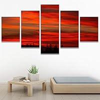 SIGNWIN 5 Panel Canvas Wall Art Colors of The Sky for Home Decorations Ready to Hang - 60