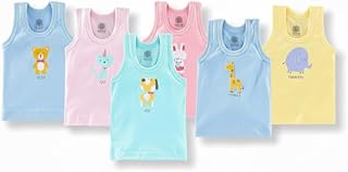 White Bubble Cotton Sleeveless Baniyan for Kids | Toddler Tank-Top/Sando | Baby Comfortable Undershirts | Pack of 6 Price In India