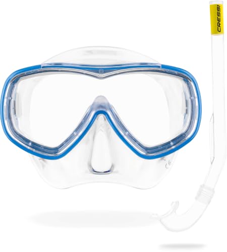 CRESSI Piumetta + Mini Island Set Snorkeling Máscara y Tubo Jr claro azul para buceo infantil