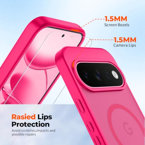 Image of SUPFINE Magnetic for Google Pixel 11 Pro XL Case - Hot Pink | With Screen Protector,Translucent Matte,Built-in Magnets,Military Grade Drop Protection,Shockproof Phone Cover