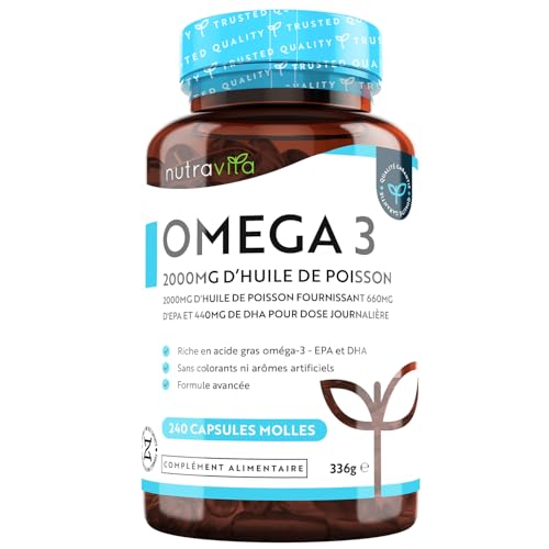 Omega 3 Huile de Poissons Sauvages 2000mg - 240 Gélules (120 Jour...