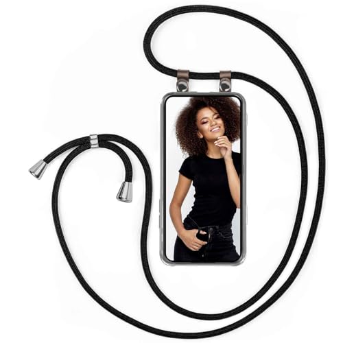 Chaîne de téléphone pour Nothing Phone (3) moex - Cordon amovible tissu noir 155 cm