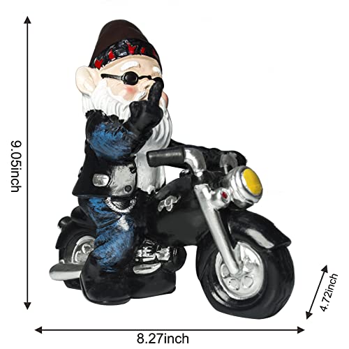 Garden Gnome Riding Motorcycle Gnome Funny Garden Decoration The Biker Garden Gnome Motorcycle Statue Indoor Outdoor Lawn Figurines For Home Yard Patio Décor(23Cm/9.05Inch) #TOP4