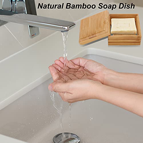 Nmfin 2Pack Wooden Soap Holders Bathroom Soap Dish,Natural Handcrafted Bar Soap Holder With Lid,Handmade Wooden Bamboo Soap Box Tray For Shower Bathroom #TOP2