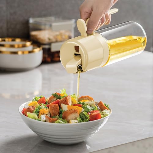 Glad 2 in 1 Oil Dispenser, 18.6oz/550ml - Olive Oil Sprayer for Cooking, Pouring Salad Dressing, and Grilling - Kitchen Gadget with Refillable Glass Bottle, Handle, and Mist or Pour Options - Beige - image 6