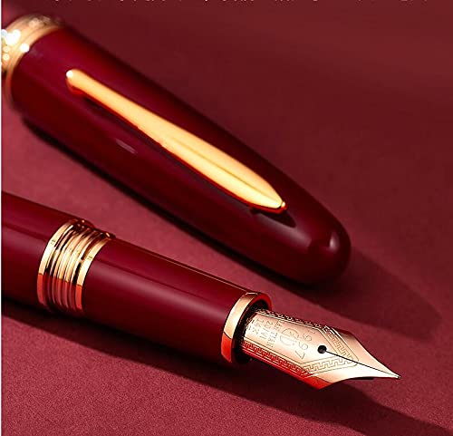 Amazon | Hongdian 1841 14K ゴールド 万年筆 赤樹脂、ソリッド 14K