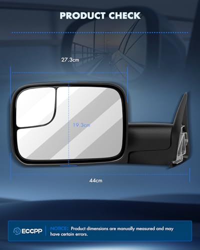 image for ECCPP® Black Manual Adjusted Side View Mirror Tow Towing Mirrors Left