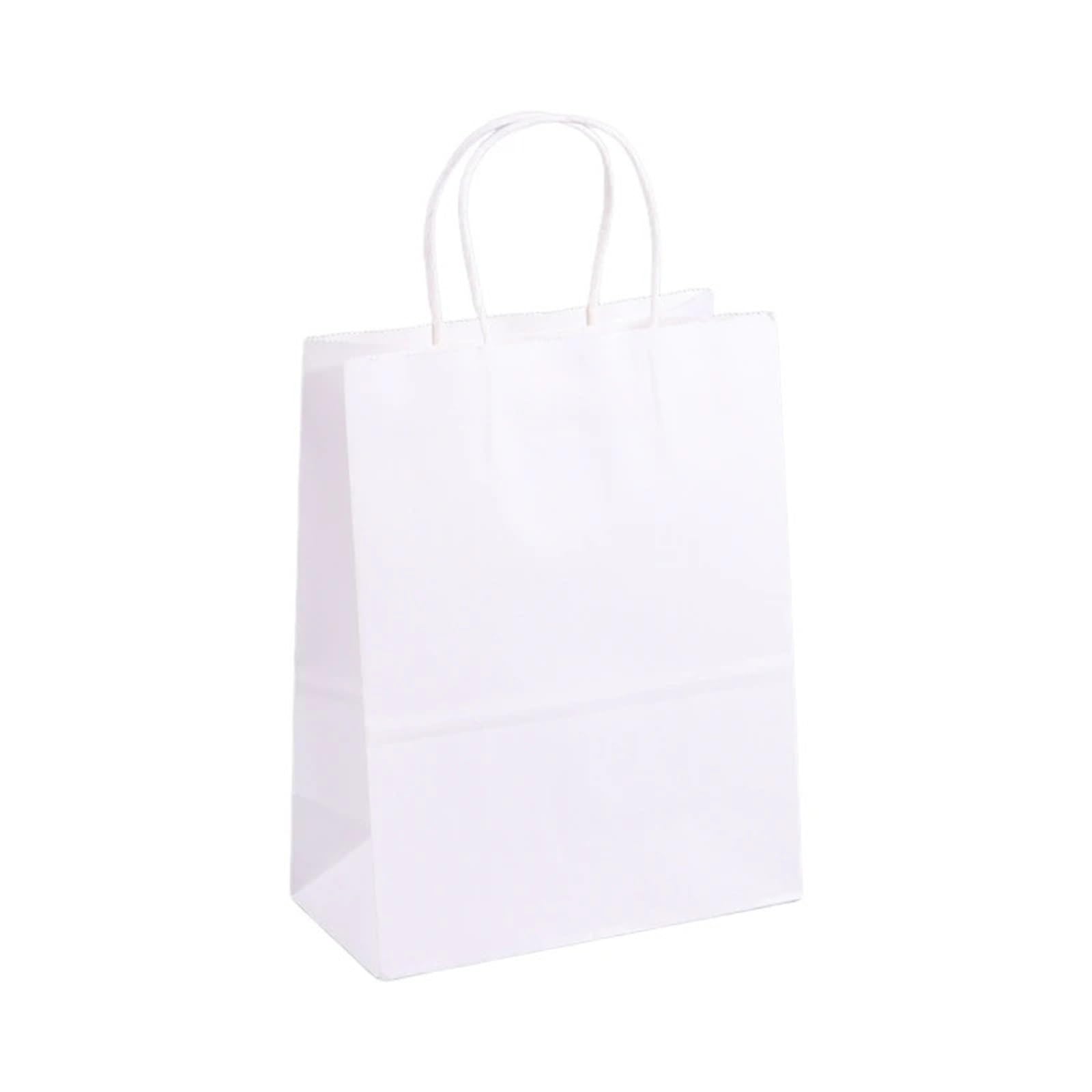 Sacchetti Carta Kraft Borse di carta for feste Kraft for la spesa for donne for caramelle for souvenir nozze Imballaggio borsa a mano(27x21x11cmWhite)
