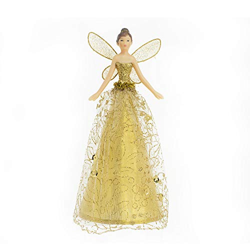 Gold Glitter Fairy | Gisela Graham Christmas Tree Topper | 20cm Tall