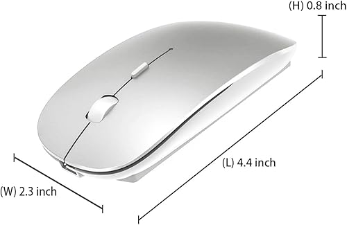 Miniatura 7 de KLO Mouse Bluetooth recargable para MacBookMacBook AirProiPad, mouse inalámbrico para portátilnotebookPCiPadChromebook (Plata)