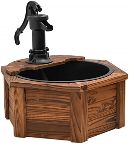 vidaXL Gartenbrunnen mit Pumpe, Brunnen mit Holzrahmen, Wasserbrunnen