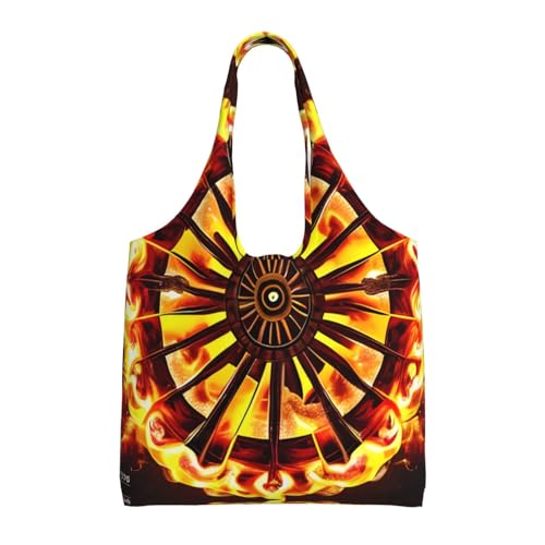 Turning the flame Printed Canvas Bag Women's Fashion Shoulder Tote Bag Lightweight Shopping Bag