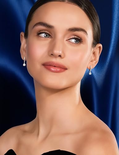 Moissanite Earrings,S925 Sterling Silver Moissanite Hoop 1.0ct-2.0ct D Color Brilliant Earring For Women Drop Dangle Earring Moissanit e Leverback for Women Gift3